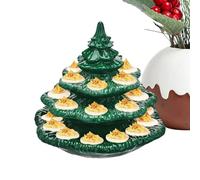 Design festif : Deviled egg containers with lid feature a creative holiday Christmas tree shape, enhancing the dining table atmosphere while presenting festive snacks attractively during celebrations,