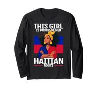 Design fière de fille haïtienne pour les amoureux d'Haïti Manche Longue