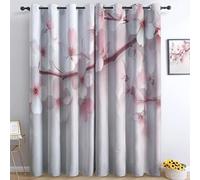 Design Fleurs Modernes Fleurs De Cerisier, Rideaux à Oeillets 70L X 240H cm (2 Panneaux), Isolant Thermique Opaque pour Porte-Fenêtre, Blanc Rose