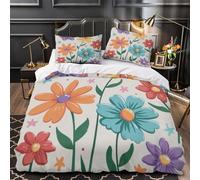 Design Floral Parure de Lit 3D Effet Microfibre résistante Confortable Fleurs Art Nouveau Housse de Couette Fermeture Éclair Ultra Douce Hypoallergique for Garçons Filles Double（200x200cm）