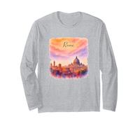Design Graphique Aquarelle d'horizon de Rome Manche Longue