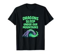 Design graphique de bande dessinée Dragons Sleep Under Our Mountains T-Shirt
