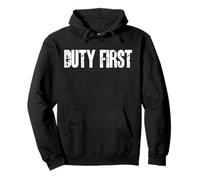 Design Graphique de Typographie de Style Militaire Duty First Sweat à Capuche