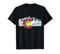 Design Graphique du Drapeau du Colorado et des Montagnes T-Shirt Graphique avec Valeur