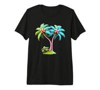 Design Graphique stylisé de l'île aux cocotiers T-Shirt Haut de Gamme