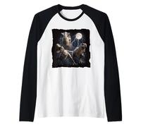 Design Graphique T-Rex épique sous la Lune, Dinosaure Manche Raglan