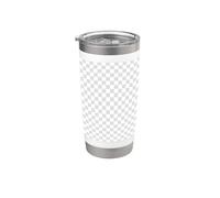 Design graphique Transparence Grille Gris Blanc à carreaux Gobelet isotherme en acier inoxydable double paroi