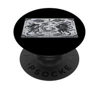 Design grenouille dieu du vent et dieu du tonnerre - Art japonais noir et blanc PopSockets PopGrip Adhésif