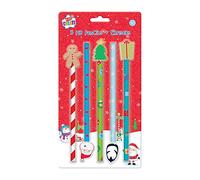 DESIGN GROUP Kids Create Lot de 5 crayons de Noël HB et gommes festives fantaisie, Multicolore