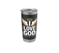 Design halo divin « I Love God Angelic Wings » Gobelet isotherme en acier inoxydable double paroi