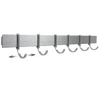 Design Hambourg Barre à crochets | 40 cm | Argent | 6 crochets | adhésive
