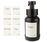 Design Hambourg Distributeur De Savon Mural en Verre avec Fixation Auto-Adhésive | Distributeur À Pompe en Acier Inoxydable | Support Savon Salle de Bain (1, Noir Noir, sans Support)