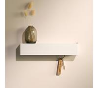 Design Hambourg Porte-clés mural moderne | Ganchos pour clés avec étagère murale | Rangement mural discret | Accroche-clés entrée design minimaliste (Blanc Mat)