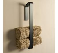 Design Hambourg | Porte-Serviettes sans perçage Salle de Bain | Support adhésif Mural pour Serviette invités | Porte torchon Cuisine | Design Moderne et Minimaliste | Noir Mat