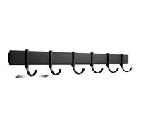 Design Hambourg Rail À Crochets, Barre Ustensiles Cuisine Mural Auto-Adhésif, Crochet Métal | Crochets De Cuisine Sans Perçage | 6 Crochets Inox Mobiles | 40cm | Design Moderne Noir Mat…
