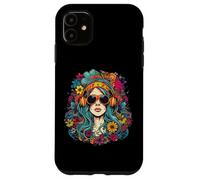 Design Hippie. Femme dans Les Nuances, Fleurs colorées, pic Amusant Coque pour iPhone 11