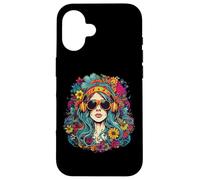 Design Hippie. Femme dans Les Nuances, Fleurs colorées, pic Amusant Coque pour iPhone 16