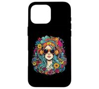 Design Hippie. Femme dans Les Nuances, Fleurs colorées, pic Amusant Coque pour iPhone 16 Pro Max