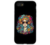Design Hippie. Femme dans Les Nuances, Fleurs colorées, pic Amusant Coque pour iPhone SE (2020) / 7/8