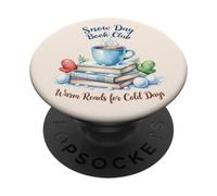 Design Hivernal pour Les Amateurs de Lecture du Snow Day Book Club PopSockets PopGrip Adhésif