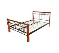 Homestyle4u Design Metal lit Double 180 x 200 Cadre de lit Lattes Bois neuf