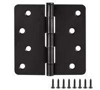 Design House 189464 Lot de 6 charnières de porte intérieures arrondies en acier à rayon de 6,35 mm - Noir mat - Convient aux portes standard - Design House 189464