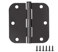 Design House 189548 Lot de 6 charnières de porte intérieures en acier à rayon arrondi de 1,6 cm - Noir mat - Convient aux portes standard - 8,9 x 8,9 cm