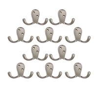 Design House 207761 Lot de 10 crochets muraux doubles pour manteau, chapeau, serviette, peignoir dans la salle de bain ou le placard Nickel satiné