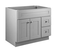Design House 587097 Meuble de salle de bain moderne à 2 portes et 2 tiroirs de salle de bain non assemblé, 91,4 x 53,3 cm, gris