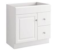 Design House Wyndham 597203 Meuble de salle de bain en bois massif, 1 porte, 2 tiroirs, pour dessus de lavabo de 63,5 x 48,3 cm, facile à assembler, blanc, 76,2 x 45,7 x 76,2 cm (l x L x H)