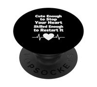 Design Humoristique Assez Mignon pour arrêter Votre cœur infirmière PopSockets PopGrip Adhésif