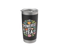 Design humoristique avec citation « Powered By Tea » Gobelet isotherme en acier inoxydable double paroi