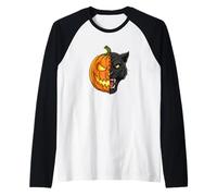 Design Hybride Effrayant de Citrouille panthère d'halloween Manche Raglan