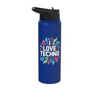 Design « I Love Techno Party Beat » Stainless Steel Insulated Water Bottle