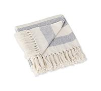 Design Imports India DII Couvre-lit à Chevrons pour intérieur/extérieur 100% Coton Camping Barbecue plages Couverture Quotidienne - 127 x 152,4 cm, Bleu Nautique