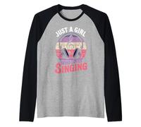 Design Just A Girl Who Loves Singing Music Lover Manche Raglan