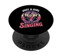 Design Just A Girl Who Loves Singing Music Lover PopSockets PopGrip Adhésif