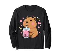 Design Kawaii de Capybara Amateur de Bubble Tea Fille Enfant Manche Longue