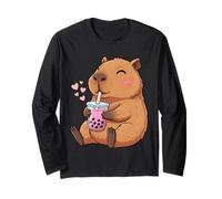 Design Kawaii de Capybara Amateur de Bubble Tea Fille Enfant Manche Longue