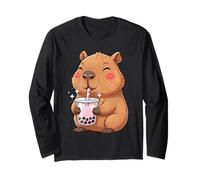 Design Kawaii de Capybara Amateur de Bubble Tea Fille Enfant Manche Longue