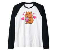 Design Kawaii de Capybara Amateur de Bubble Tea Fille Enfant Manche Raglan