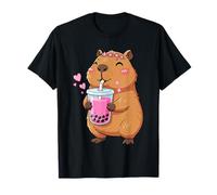 Design Kawaii de Capybara Amateur de Bubble Tea Fille Enfant T-Shirt