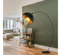 Design Lampadaire Feuilles Or Arc Support Lampe Spot Tournant Noir Mat