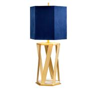 Design Lampe de Table en Or Bleu Marbre Pied 87cm Haut Lampe sur Pied Salon