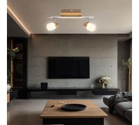 Design Lampe LED Plafonnier Chambre D'Invités En Bois Chromé