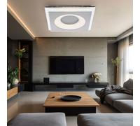 Plafonnier salon lumière salle à manger lampe plafonnier cuisine lampe chambre lumière, métal acrylique miroir nickel satiné mat, LED 20W 935Lm 3000K blanc chaud, L 34 cm