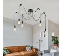 Design LED Pendule Lampe Intérieur Couvrir Lampe Suspendue Noir Tissu Éclairage