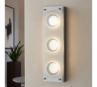 Plafonnier Plafonnier Applique murale Acier brossé, chromé, verre satiné, 3x LED 3 watts 260 lumens blanc chaud, l x h 35 x 10 cm