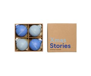 Design Letters Boule de Noël XMAS Stories Ø4 cm 4 Pièces Cobalt blue-light blue
