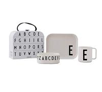 Design Letters Classiques in Valise Enfant Lot de 4 | Idéale Cadeau Noel Enfant | Tritan Assiette Bebe, Bol Bebe, Tasse, Organisateur Valise pour Bébé | Coffret Cadeau Sans BPA, BPS, Goutte Sûre